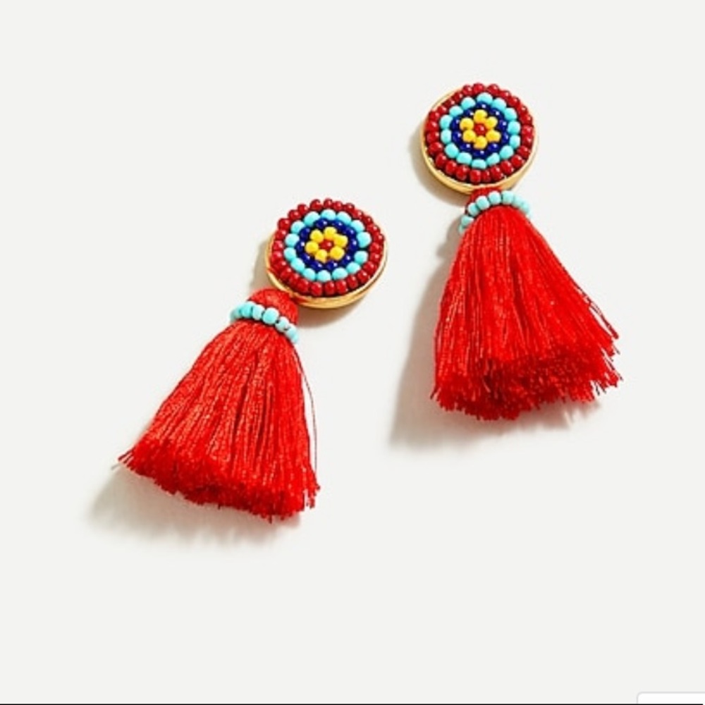 J.crew red tassel earings